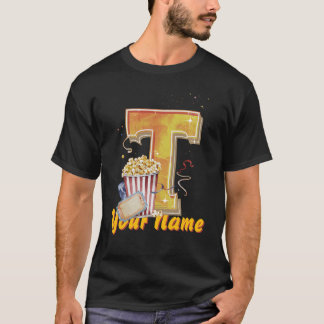 Personalised initial T popcorn tickets cinematic T-Shirt