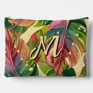 Personalised Initial Tropical Botanical Aesthetic Accessory Pouch
