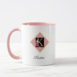 Personalised Initial Vintage Roses "K" Mug