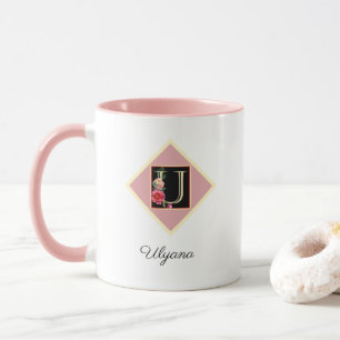 Personalised Initial Vintage Roses "U" Mug