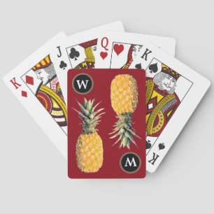 personalised initial / yellow pineapples playing cards