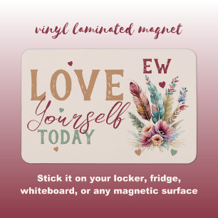 Personalised initials love yourself today flowers magnet
