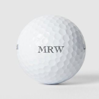 Personalised Initials Monogram Classic Black Golf Balls