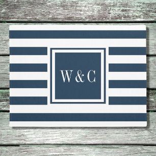 Personalised Initials Monogram Navy Blue and White Doormat