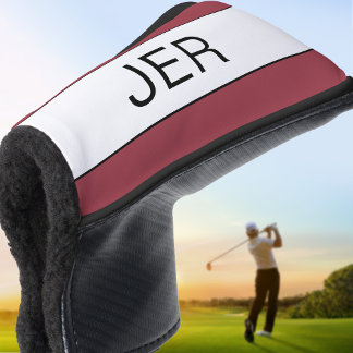Personalised Initials Monogram Red Black Putter Golf Head Cover