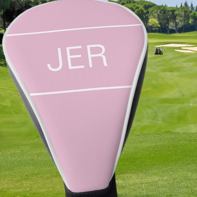 Personalised Initials Monogrammed Initials Pink Golf Head Cover (Feminine Pink Monogrammed Custom Golf Head Cover)