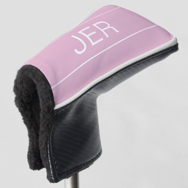 Personalised Initials Monogrammed Pink Protective Golf Head Cover (3/4 Front)
