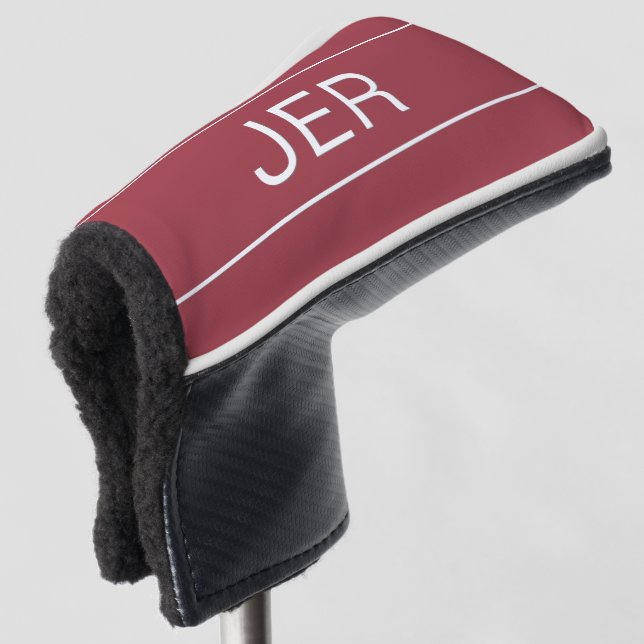 Personalised Initials Monogrammed Red Statement Golf Head Cover (3/4 Front)