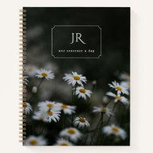 Personalised initials & moody daisies for writer