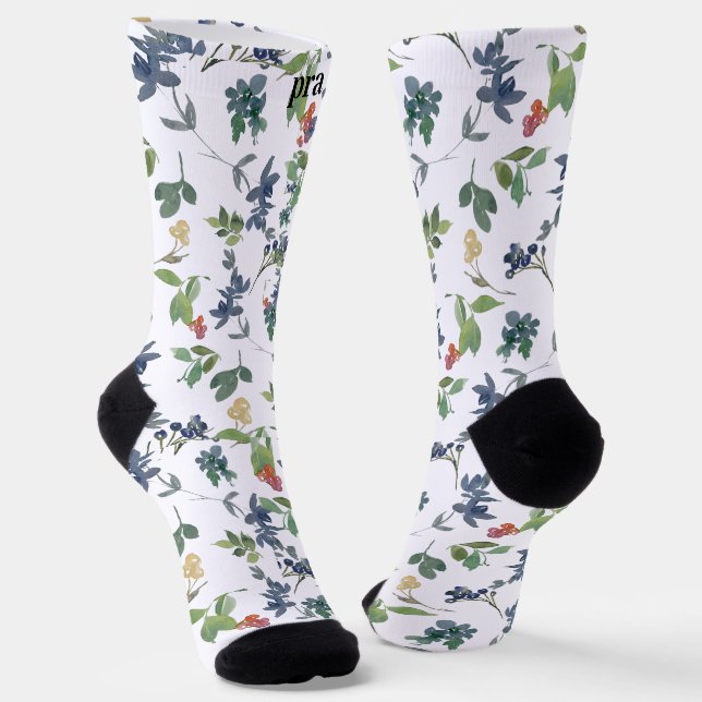 Personalised Initials Multicolor Red Purple Green  Socks (Angled)