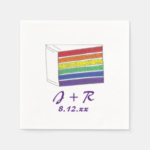 Personalised Initials Rainbow Cake Pride Napkins