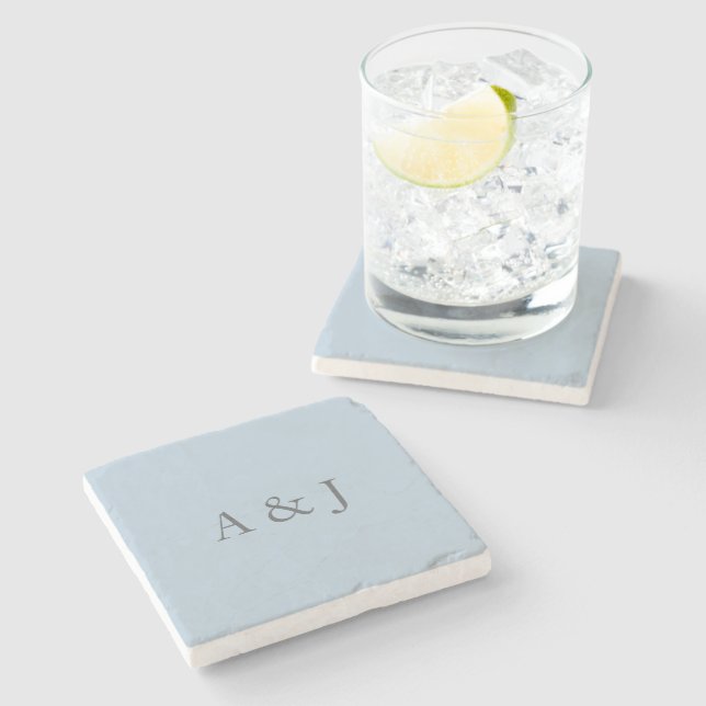 Personalised Initials Sky Blue Stone Coaster (Side)