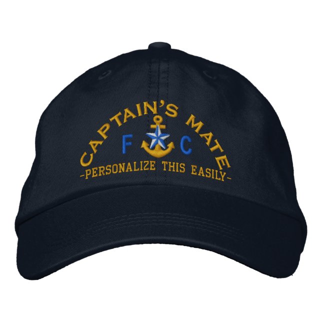 Personalised Initials Text Captain's Mate Star Embroidered Hat (Front)