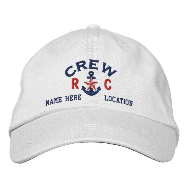 Personalised Initials Text Crew Star Anchor Embroidered Hat (Front)