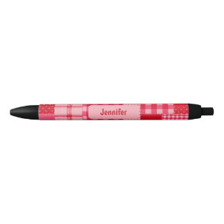 Personalised Ink Pen with pink and red patch