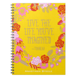 Personalised Inspiration Live Life Imagined Quote Notebook