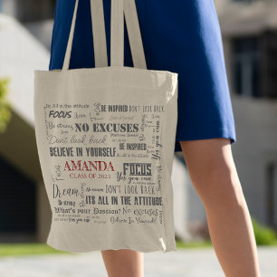 Personalised Inspiration Word Art Graduation Tote Bag