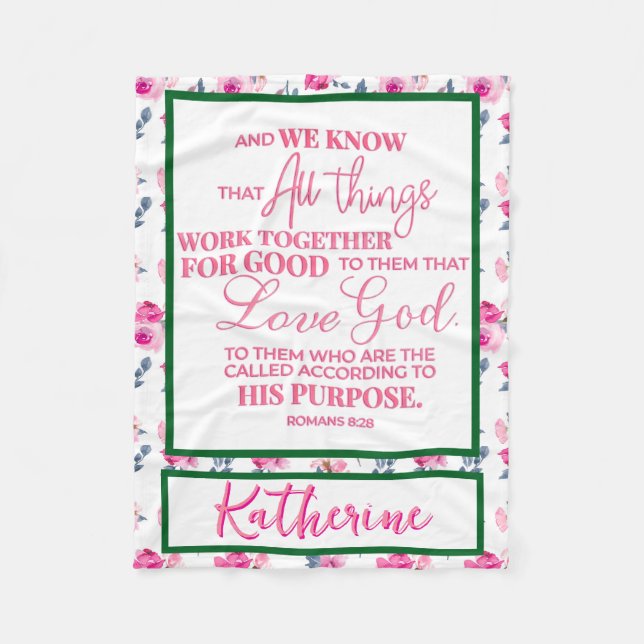 Personalised Inspirational Christian Bible Verse Fleece Blanket (Front)