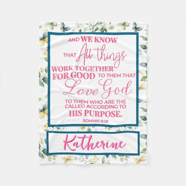 Personalised Inspirational Christian Bible Verse Fleece Blanket (Front)