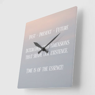 Personalised Inspirational Golden Sky Silver, Blue Square Wall Clock