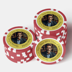 Personalised, Inspirational Photo Golden Birthday Poker Chips