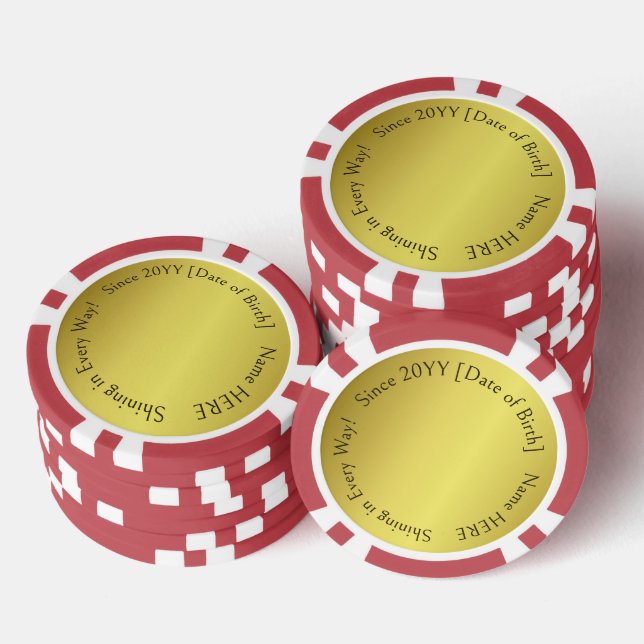 Personalised, Inspirational Photo Shining Birthday Poker Chips (Stack)