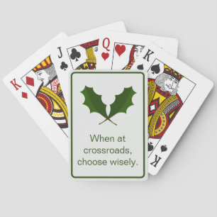 Personalised Inspirational Quote, Green Leaf Art Playing Cards