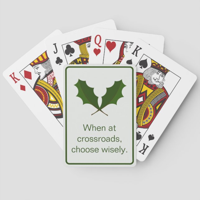 Personalised Inspirational Quote, Green Leaf Art Playing Cards (Back)
