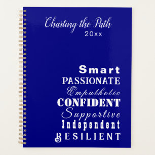 Personalised Inspirational Women White, Royal Blue Planner