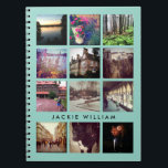 Personalised Instagram Photo Mint Blue Notebook<br><div class="desc">Customise with 12 of your favourite Instagram pics and your own text for a fun school or work notebook all your own!</div>