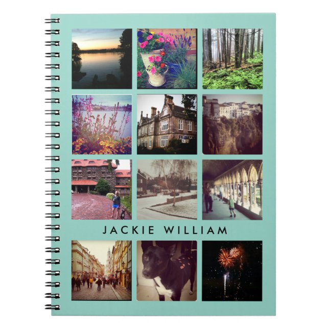 Personalised Instagram Photo Mint Blue Notebook (Front)