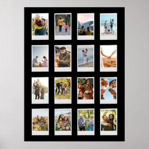 Personalised Instant Film 16 Photo Collage Poster