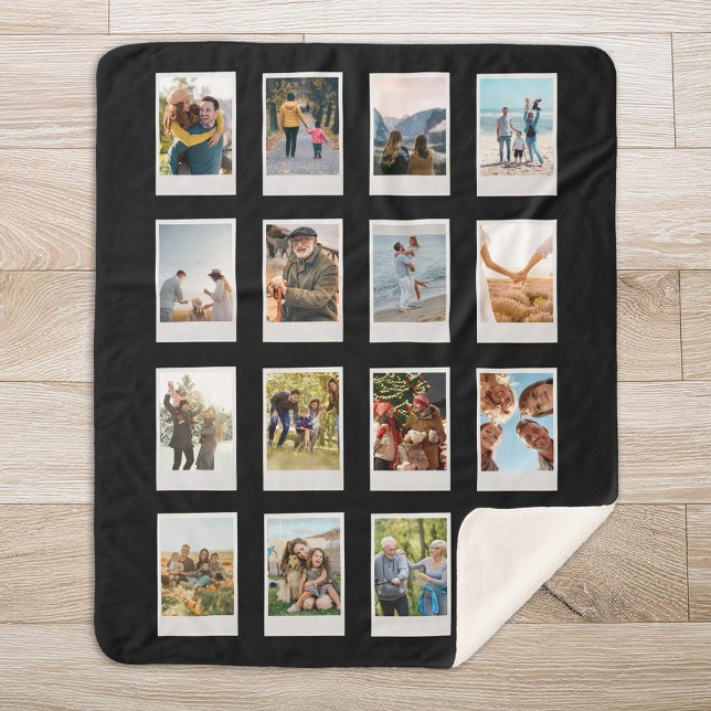 Personalised Instant Film 16 Photo Collage Sherpa Blanket (Creator Uploaded)
