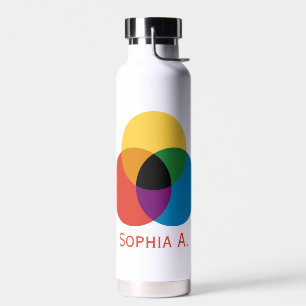 Personalised Interlocking Primary Colour Circles Water Bottle