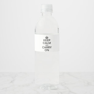 Personalised internet meme KEEP CALM and CARRY ON Water Bottle Label
