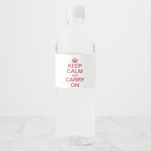 Personalised internet meme KEEP CALM and CARRY ON Water Bottle Label