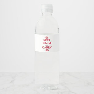 Personalised internet meme KEEP CALM and CARRY ON Water Bottle Label