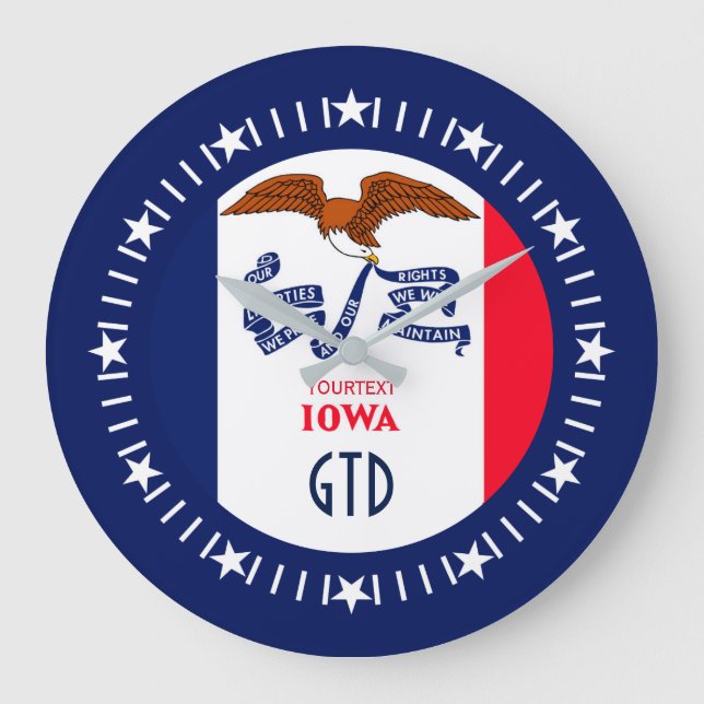 Personalised Iowa State Flag Design on Large Clock (Front)