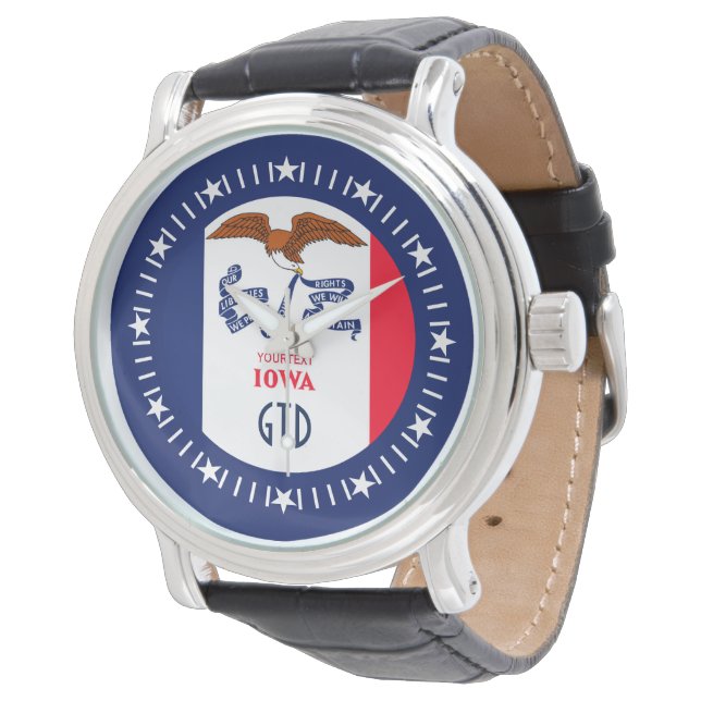 Personalised Iowa State Flag Monogram Design Watch (Angled)