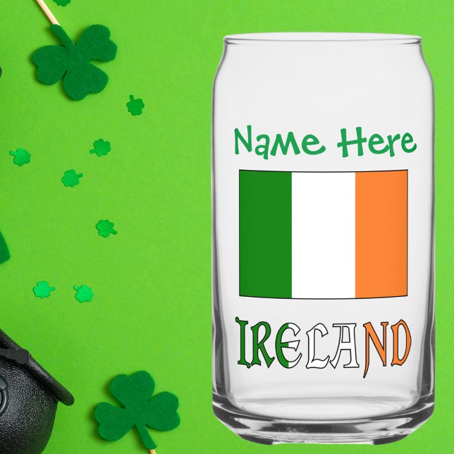 Personalised Ireland Flag Heritage Can Glass (Creator Uploaded)