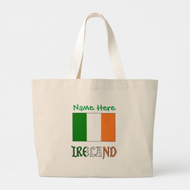 Personalised Ireland Flag Heritage Large Tote Bag (Back)