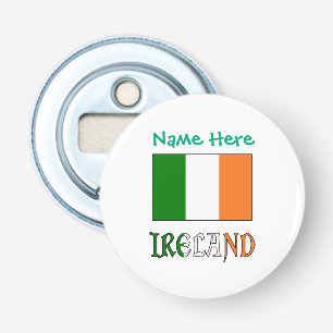 Personalised Ireland Flag Heritage Round Metal Bottle Opener