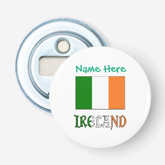 Personalised Ireland Flag Heritage Round Metal Bottle Opener