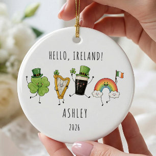 Personalised Ireland Vacation Travel Ornament