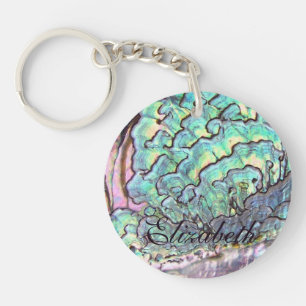 Personalised Iridescent Beautiful Natural Abalone Key Ring