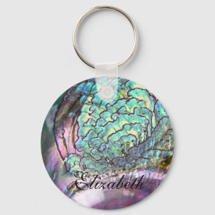 Personalised Iridescent Beautiful Natural Abalone Key Ring