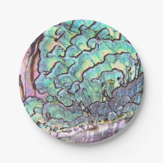 Personalised Iridescent Beautiful Natural Abalone Paper Plate (Front)