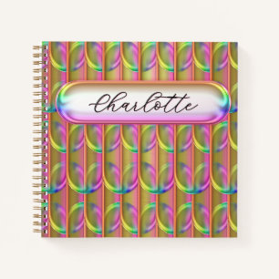 Personalised Iridescent Glass Custom Name Modern Notebook