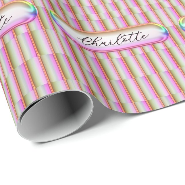 Personalised Iridescent Glass Custom Name Modern Wrapping Paper (Roll Corner)