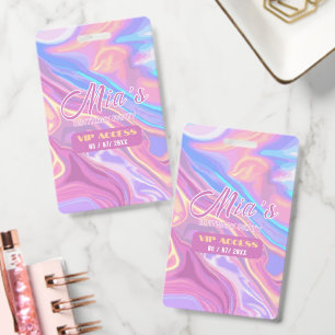 Personalised Iridescent Pink Purple VIP Birthday ID Badge
